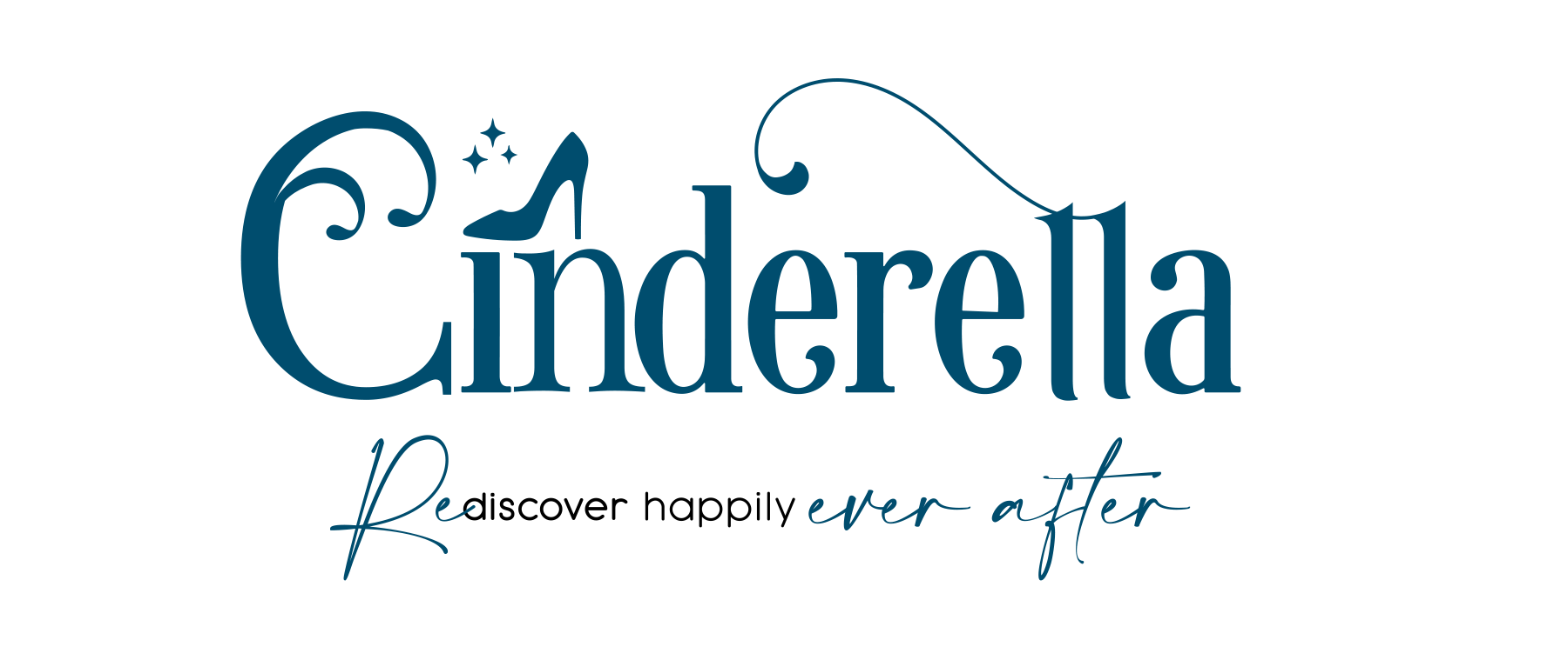 Cinderella logo with tagline: Reimagine happily ever after