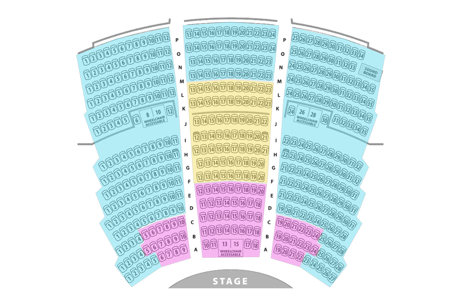Seating chart for LEo J. Welder Center