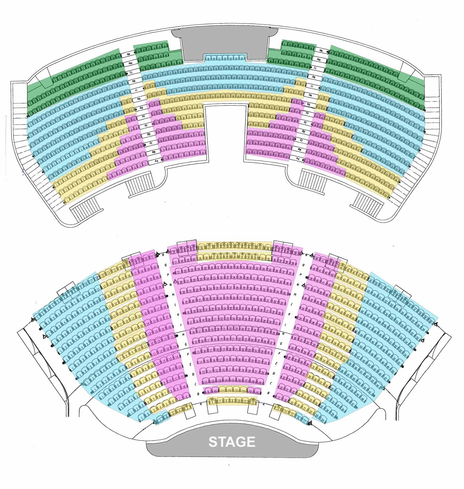Seating chart for Victoria Fine Arts Center
